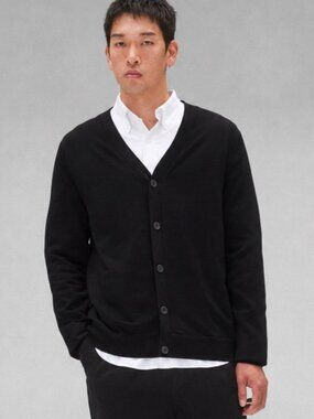 Reigning Champ Merino Wool Lightweight Harry Cardigan Black Medium